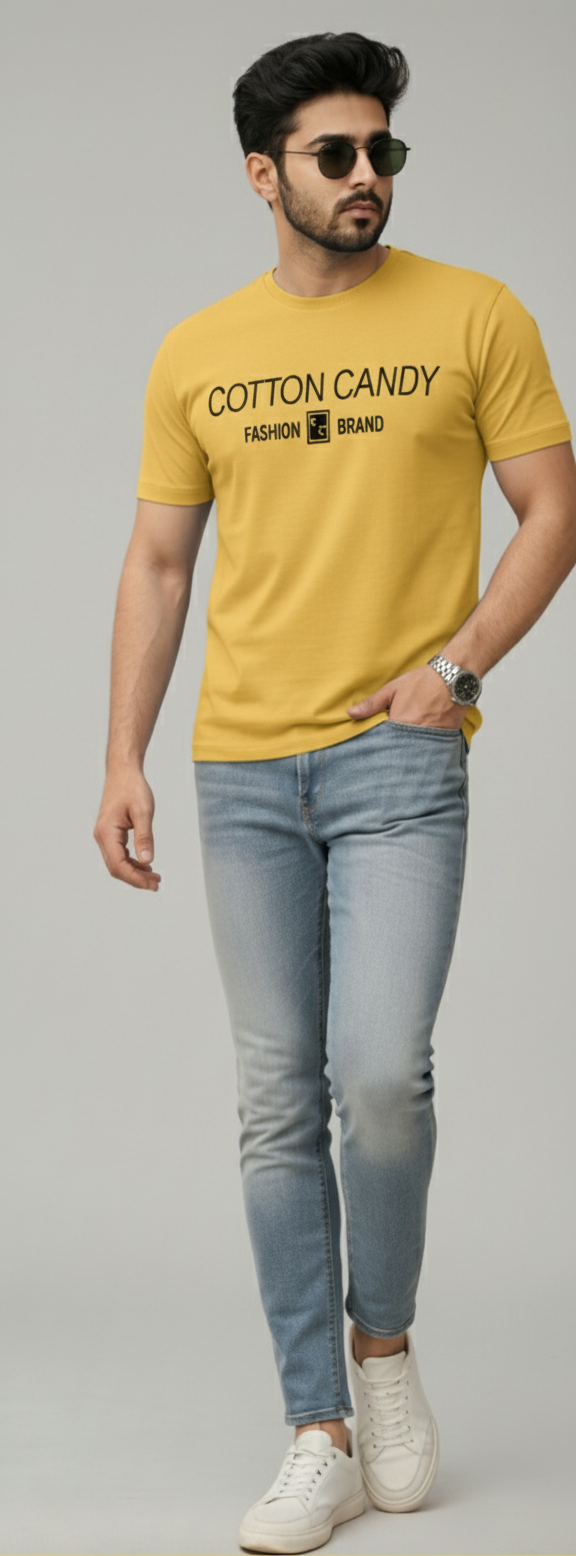 Cotton Candy Round Neck Hosiery T-Shirt ECOM4011-2