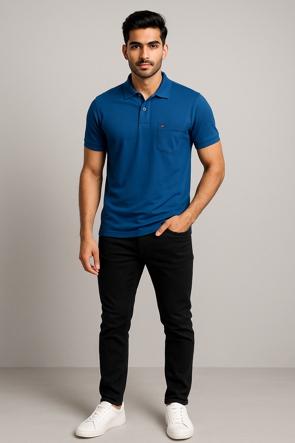Cotton Candy Collar Pocket Button Hosiery T-Shirt Ecome-4009-2