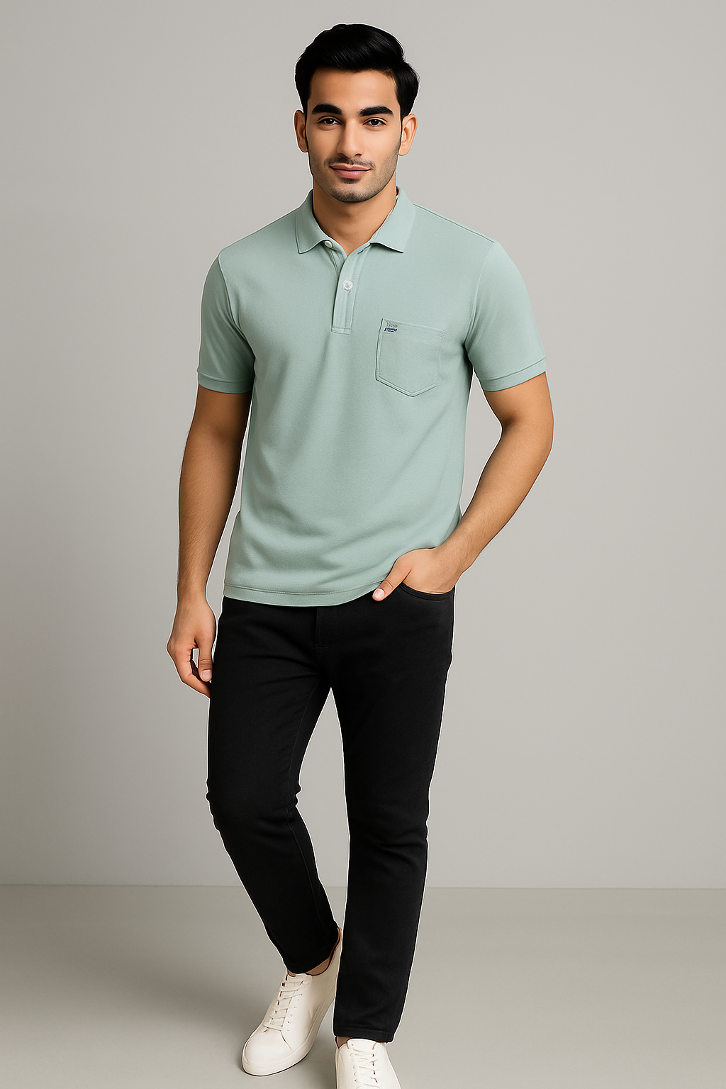 Cotton Candy Collar Pocket Button Hosiery T-Shirt Ecome-4009-2