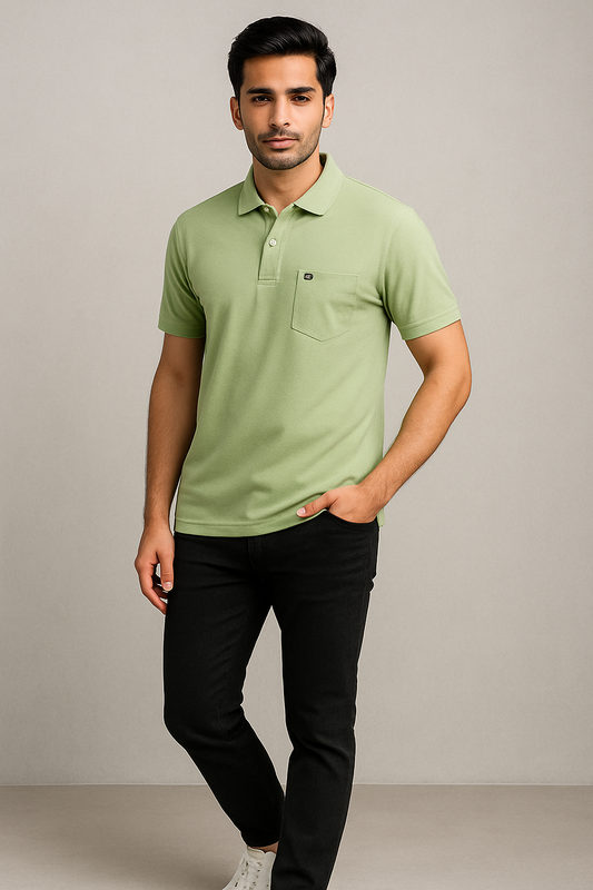 Cotton Candy Collar Pocket Button Hosiery T-Shirt Ecom-4009-1