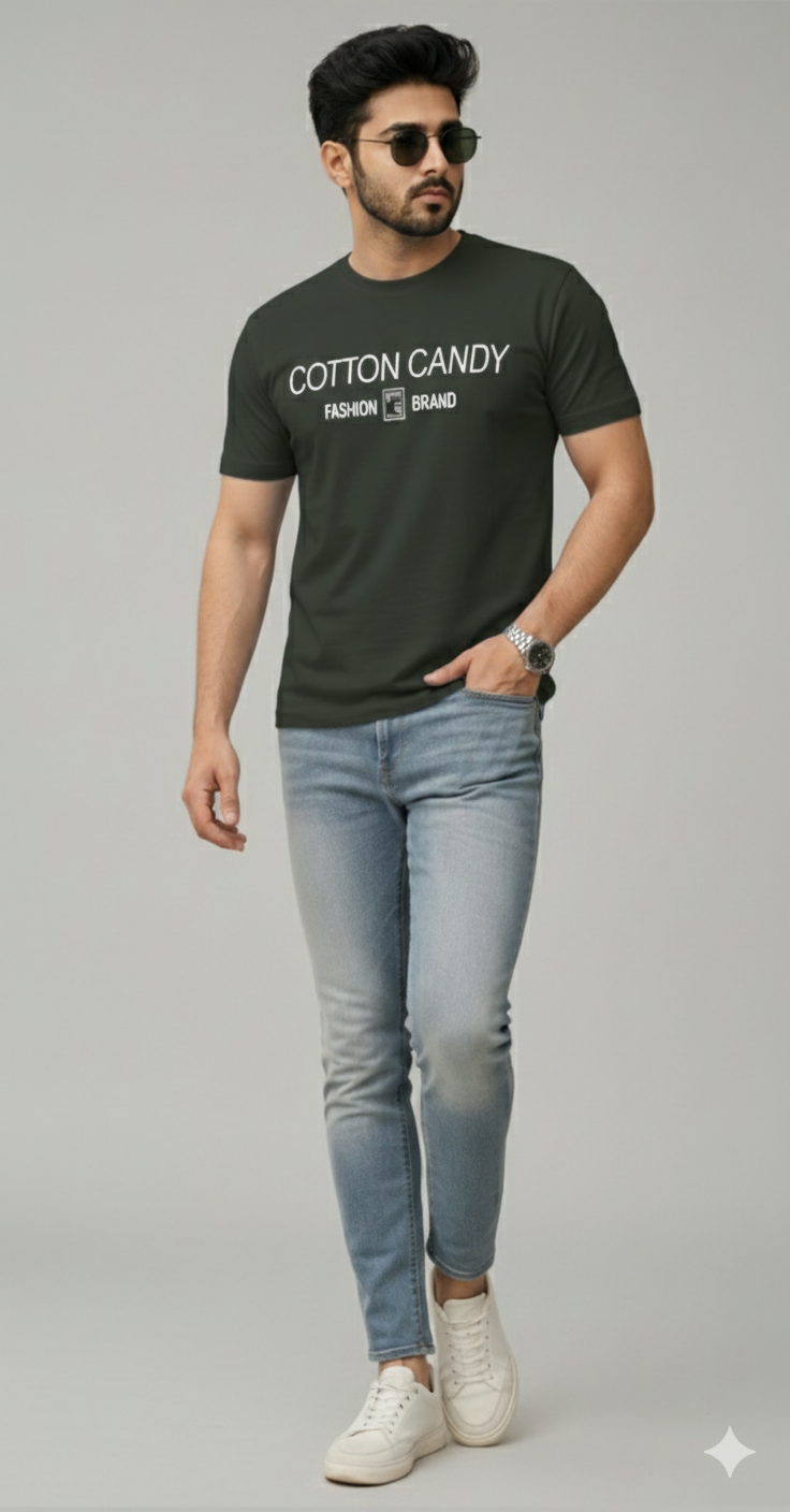 Cotton Candy Round Neck Hosiery T-Shirt-ECOM4011