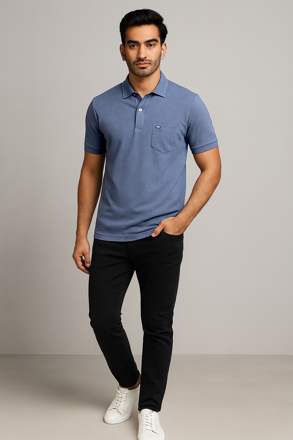 Cotton Candy Collar Pocket Button Hosiery T-Shirt Ecom-4009-1