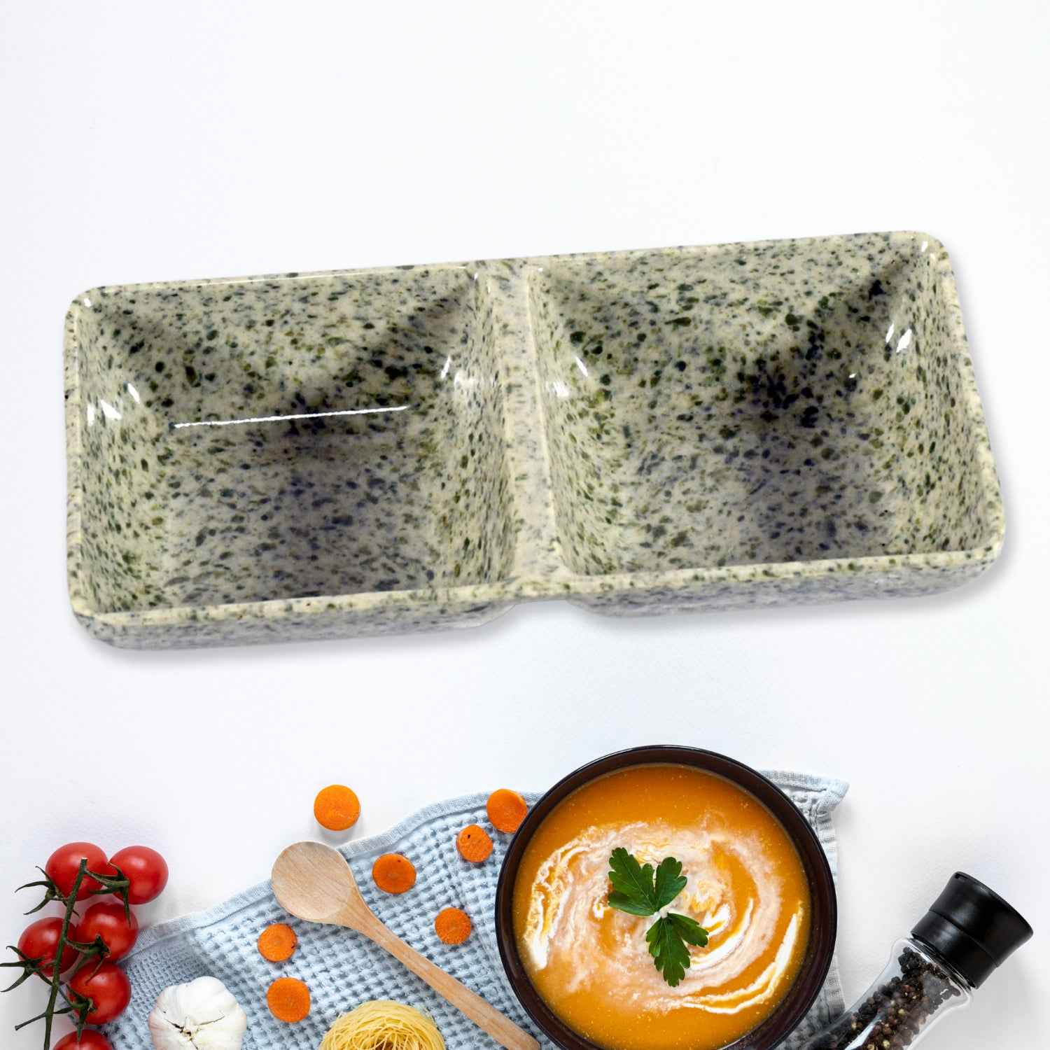 8240 Sunday Funday Ceramic Tea  Cups  Mug With Plastic Snacks Platter And 2 Compartment Chutney Bowl Milk Cup Coffee Cup Breakfast Cup Drinking Mug Or Outdoor For Household Gift For Birthday Wedding Party (6 Pcs Set)