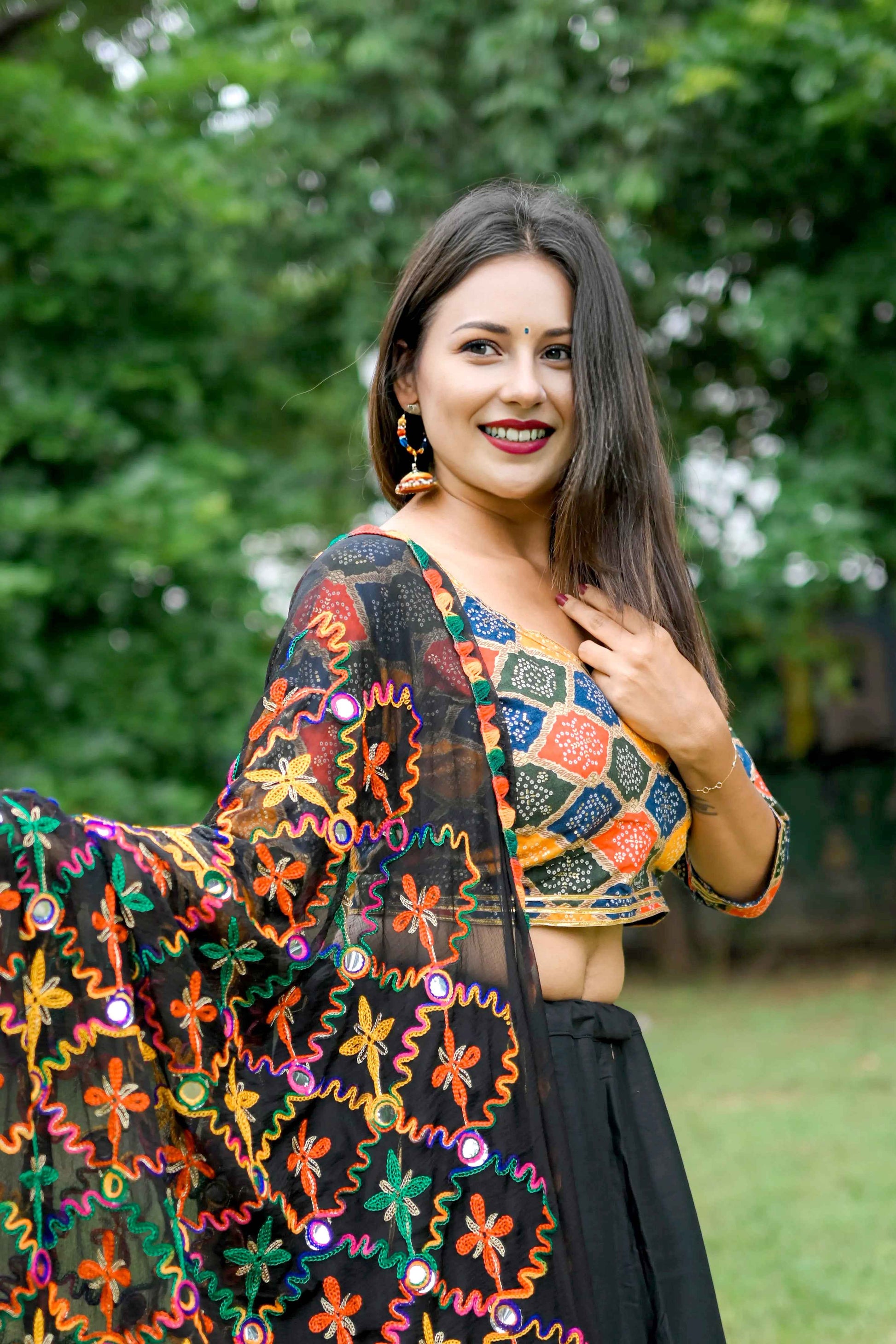 Multicolor Cotton Silk Lehenga Choli with Embroidered Dupatta - EcomEdge