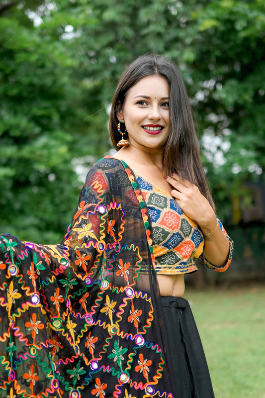 Multicolor Cotton Silk Lehenga Choli with Embroidered Dupatta - EcomEdge
