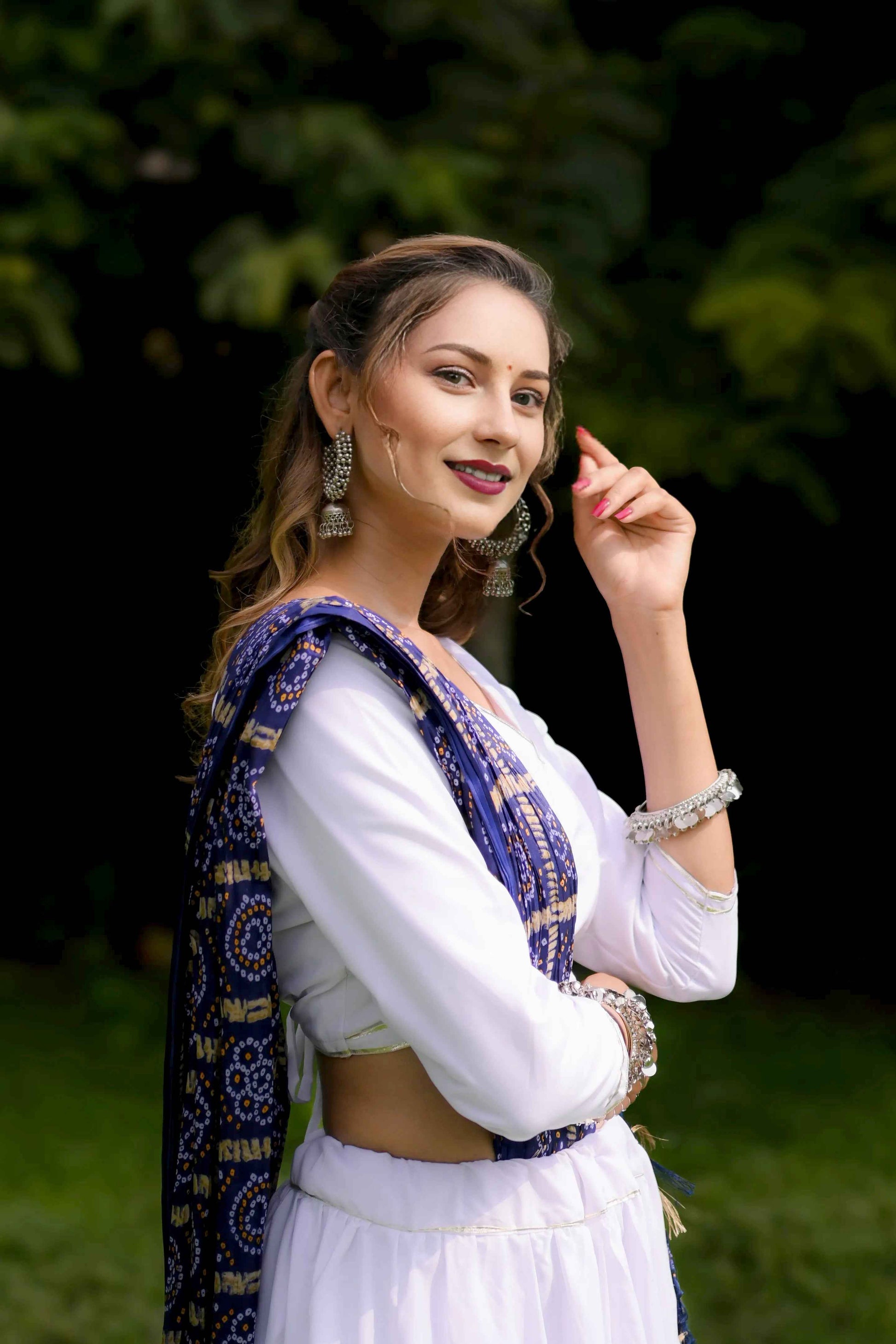 White Cotton Silk Lehenga Choli with 10 Meter Flare & Printed Organza Dupatta - EcomEdge