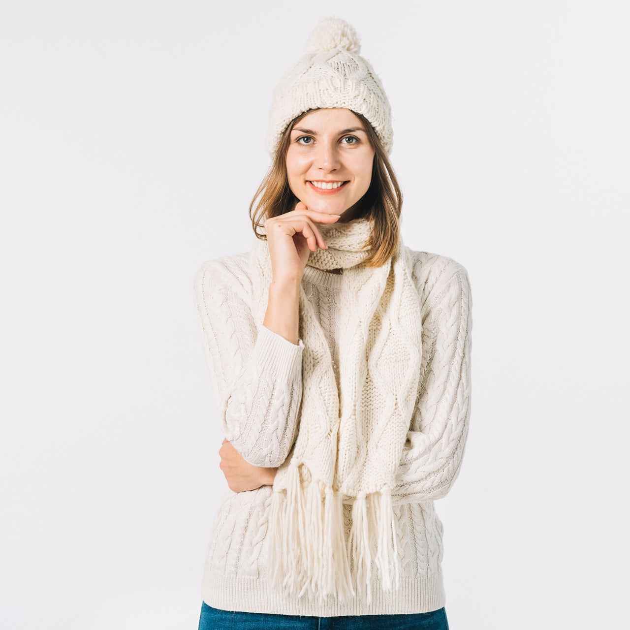 6250  Cap For Winter Woolen Knitted Black Inside Fur Caps