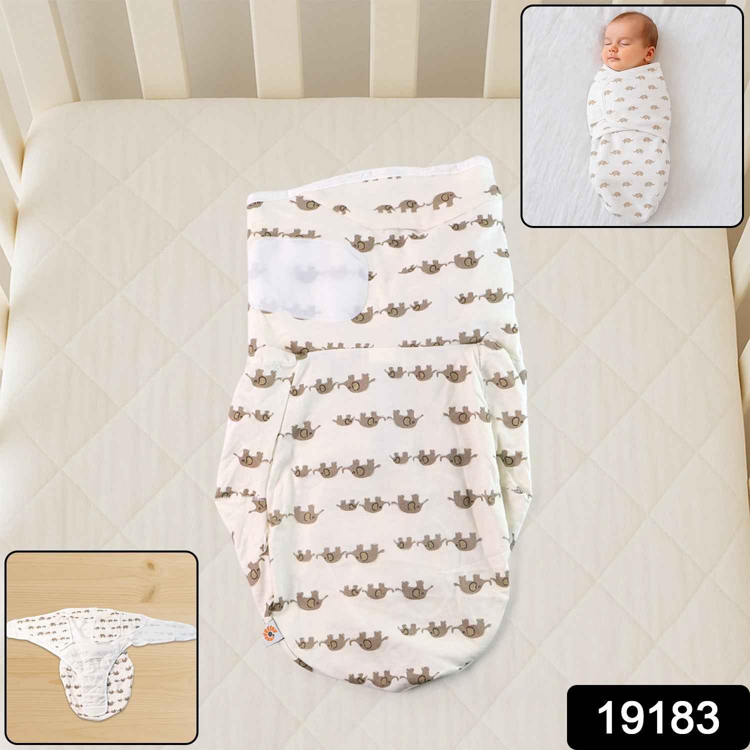 Soft Cotton Adjustable Baby Swaddle Wrap For Newborns (1 Pc)